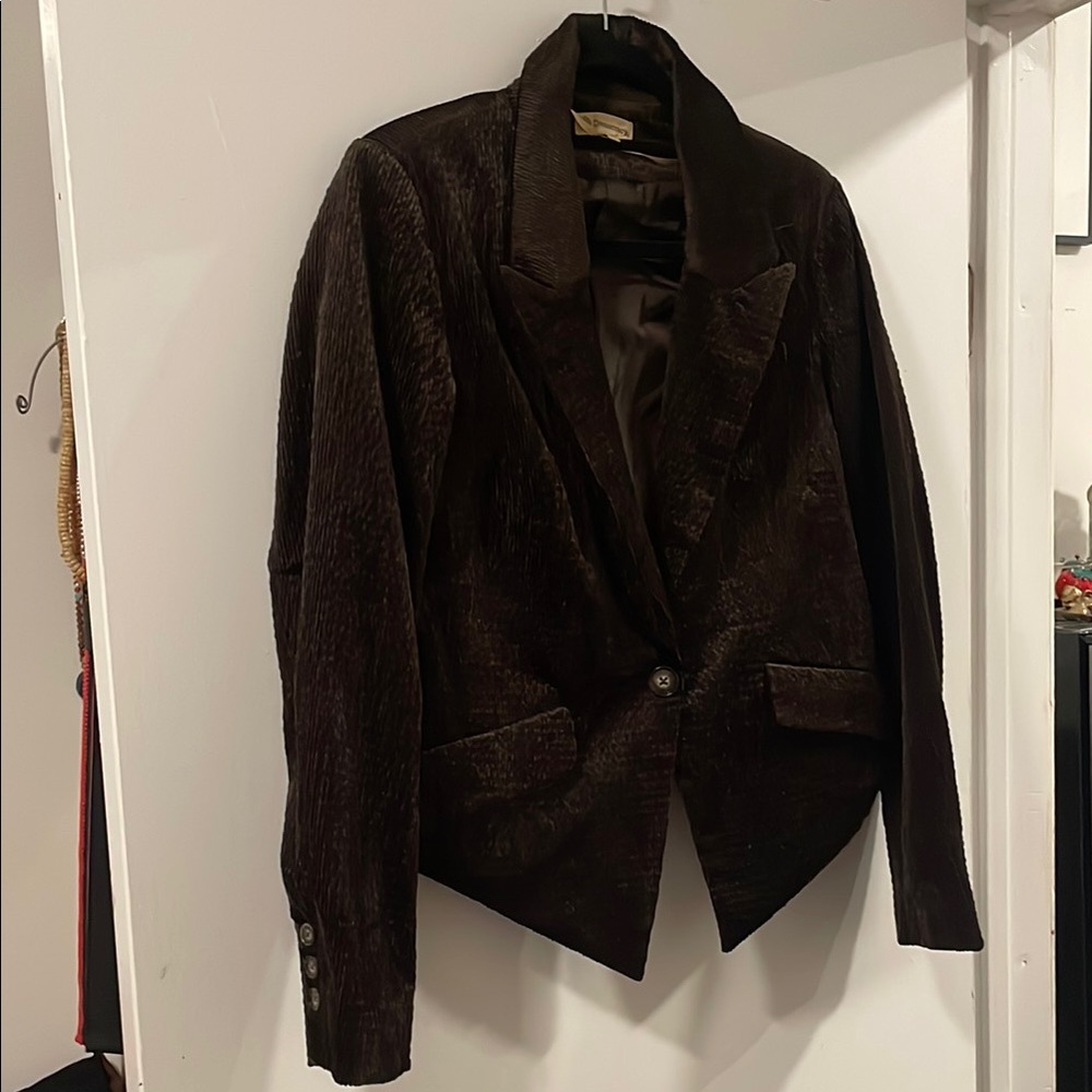 Democracy Brown Velvet Blazer Tailored Fit Vintage - S